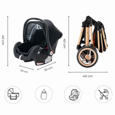 poussette 3 en 1 noir robuste