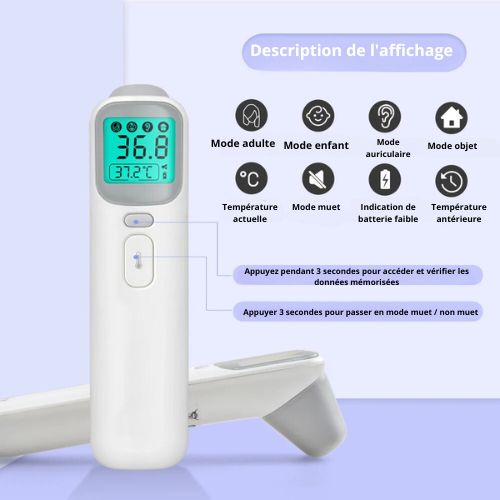 Thermomètre Infrarouge frontal - auriculaire