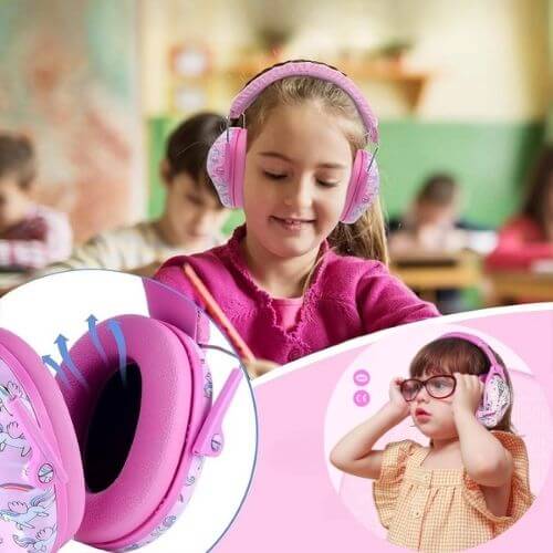 casque anti bruit enfant enfant serein concentration  rose licorne