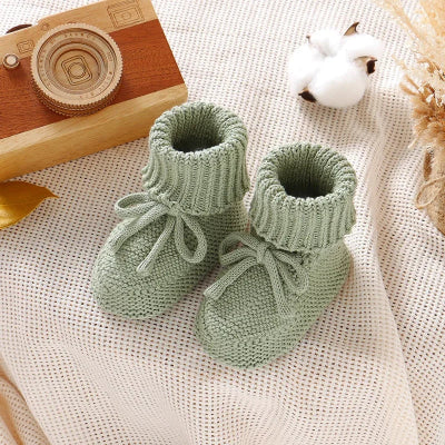 chaussure bebe en crochet vert