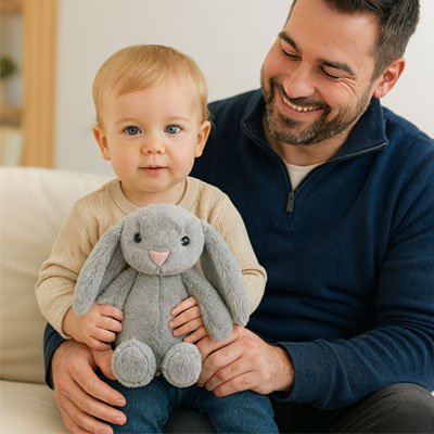 Lapin en peluche garçon 