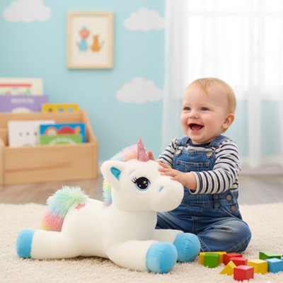 Licorne peluche bleu
