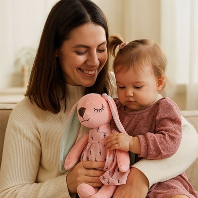 Peluche lapin rose